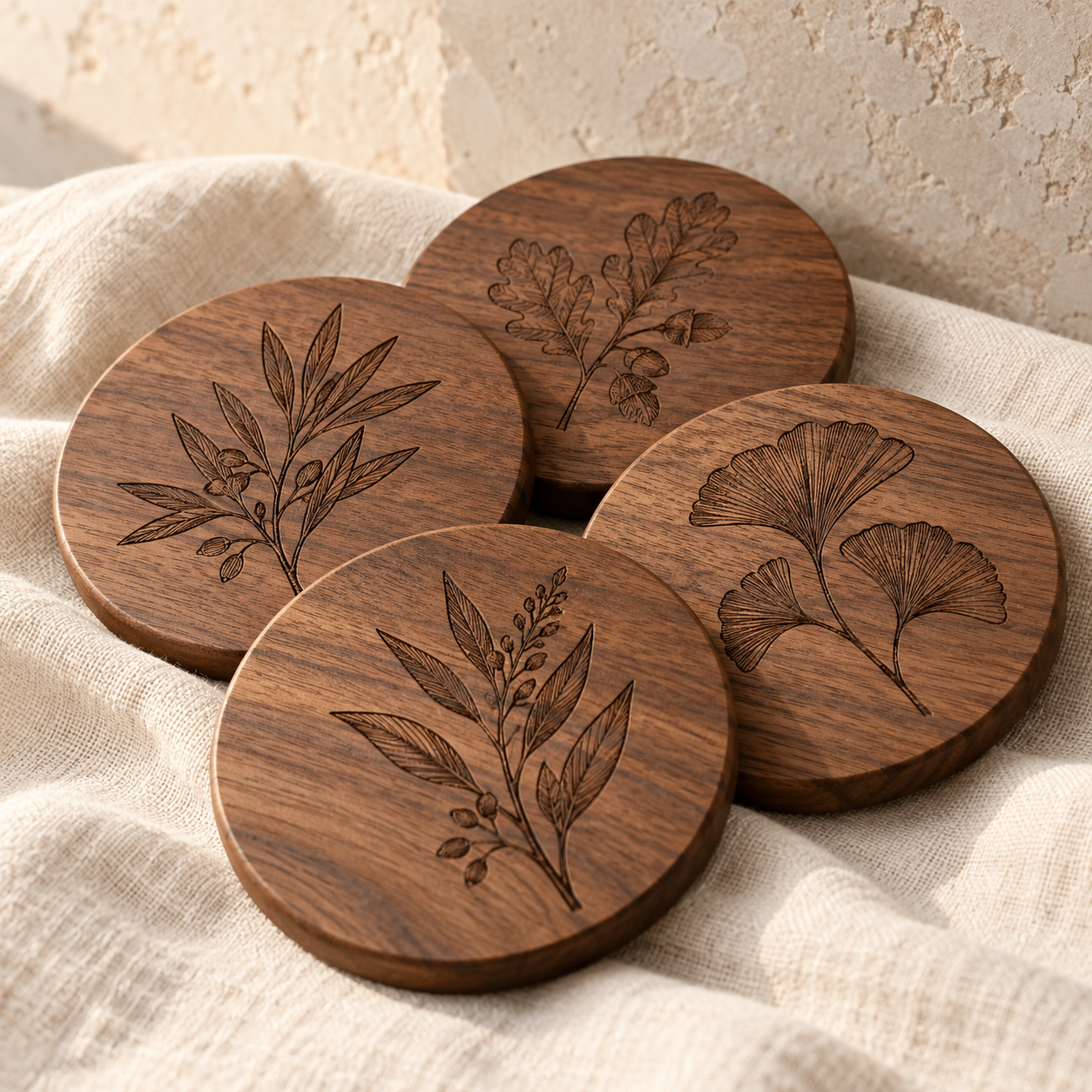 Botanical Coasters — concept product photograph